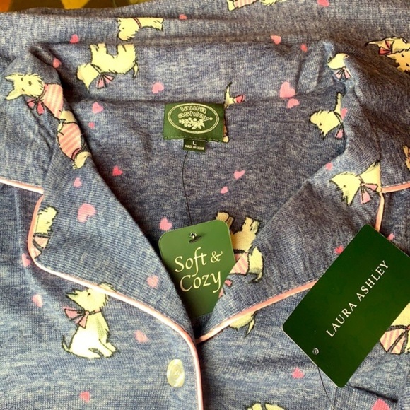 Laura Ashley Soft Scottie Notched Collar Pajama Set NWT - Picture 6 of 6
